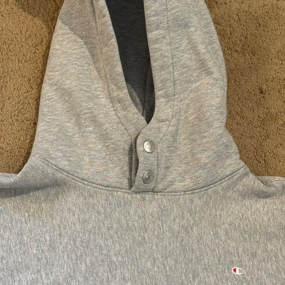 Vtg Champion Reverse Weave Womens Sweatshirt Gray Double Snap Collar Hooded M - Picture 9 of 12